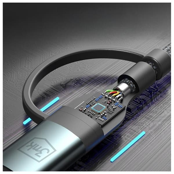 3MK USB-A/USB-C till USB-C/Lightning 60W kabel 9V/2A 1.2m Hyper - Svart