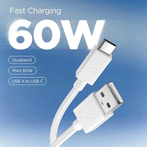 Spigen USB-A til USB-C Kabel EB6015AC Essential 1.5m 60W - Hvid