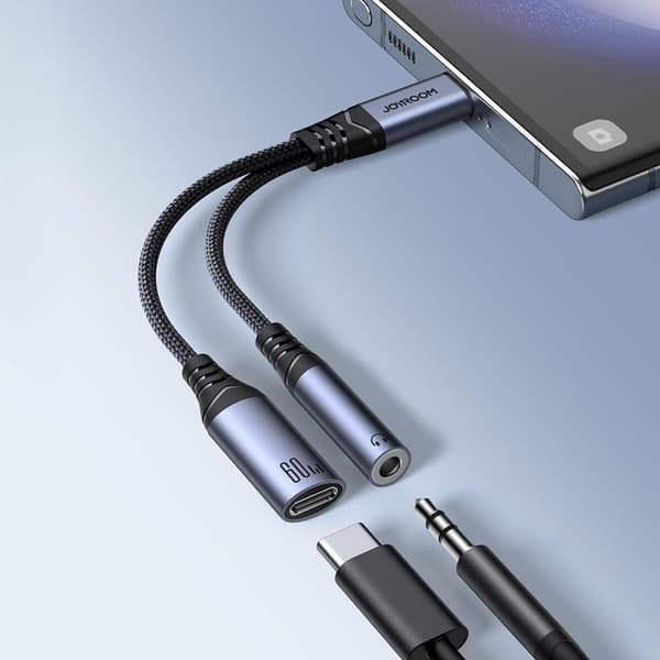 Joyroom 2in1 DAC-adapter USB-C/USB-C/3.5mm Mini-stik Sort