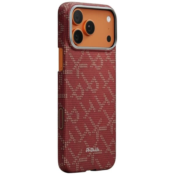 PITAKA Mobilskal För iPhone 17 Pro Max MagSafe Ultra-Slim Monogram- Guld Röd