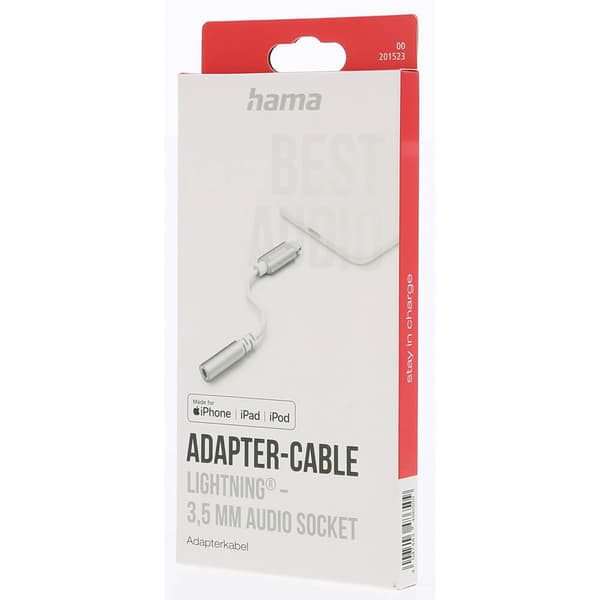 HAMA Audio Adapter Lightning til 3.5mm - Hvid
