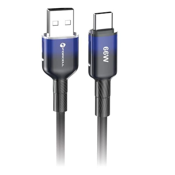 FORCELL USB-A til USB-C 66W Kabel 3A 1m QC4.0 C352 - Sort