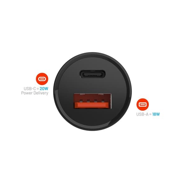 FIXED Snabb Billaddare 20W USB-C PD/USB-A Svart