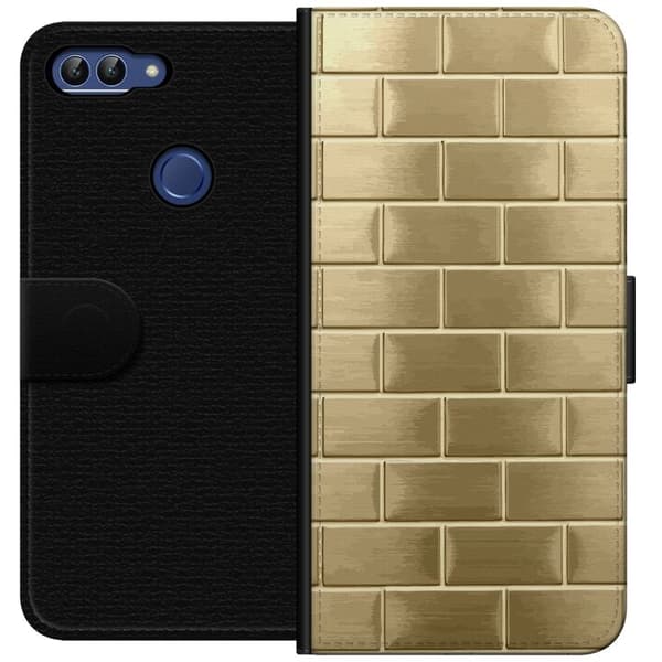 Plånboksfodral till Huawei P smart med Gyllene Murstenar