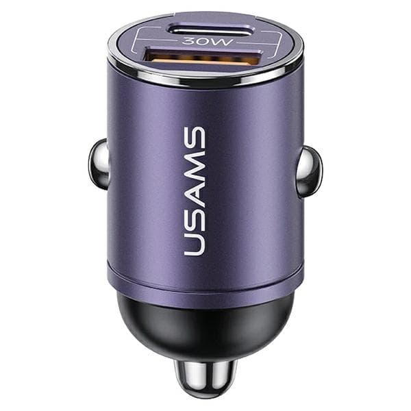 USAMS C38 Biloplader 30W 1xUSB-A 1xUSB-C - Lilla
