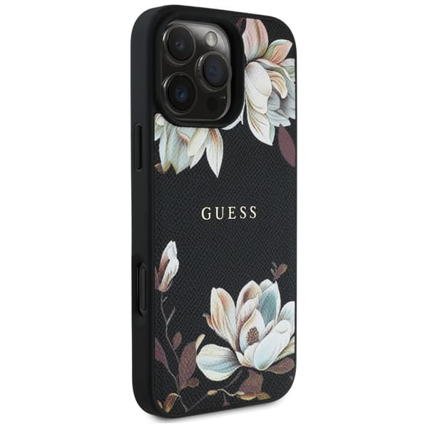 Guess Mobilcover til iPhone 16 Pro Magsafe Flower Pattern - Sort