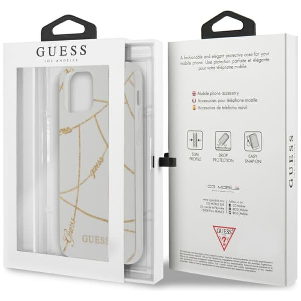 Guess Mobilskal till iPhone 12 Pro MagSafe Gold Chain Collection - Vit