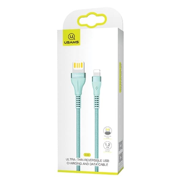 USAMS U33 Lightning Kabel flätad 1,2 m 2A SJ360USB02 - Blå