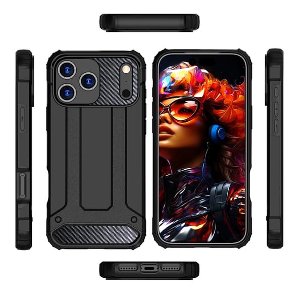 Telefontaske til iPhone 17 Pro Max Hybrid Armor - Sort