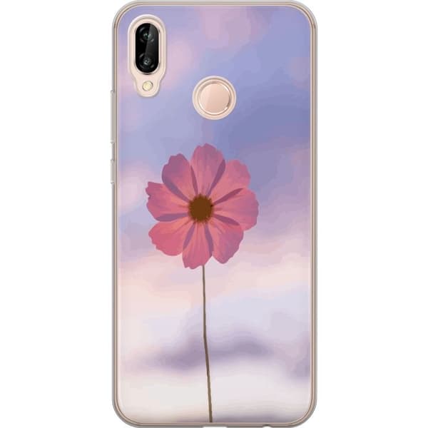 Mobiletui til Huawei P20 lite med Lyserød blomst