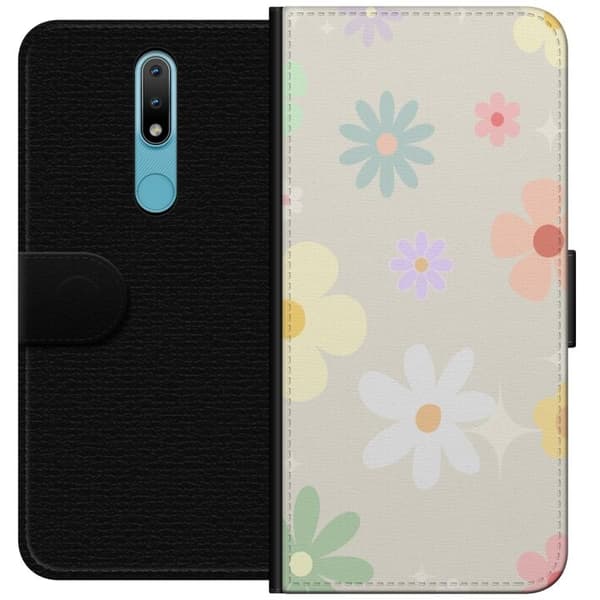 Pung taske til Nokia 2.4 med fejede blomster