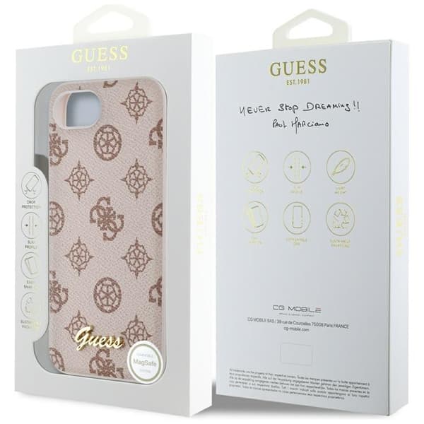 Guess Telefontaske til iPhone 16e MagSafe Peony Script Logo - Brun