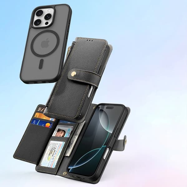 Dux Ducis iPhone 16 Pro Max Plånboksfodral Lawa Läder - Svart