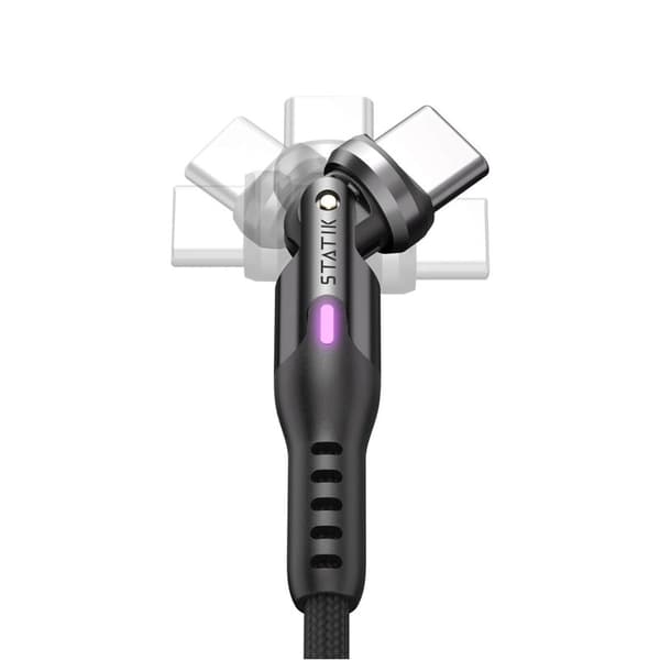 STATIK Kabel PowerPivot Pro Nylon Flettet USB-C Til USB-C Sort 1m