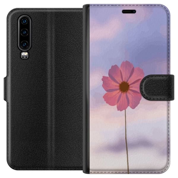 Plånboksfodral till Huawei P30 med Rosa blomma