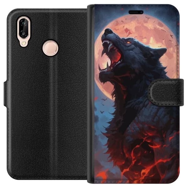 Pung taske til Huawei P20 lite med Howling Wolf