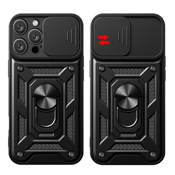 Telefontaske til iPhone 16 Pro Max Hybrid Armor Camshield - Sort