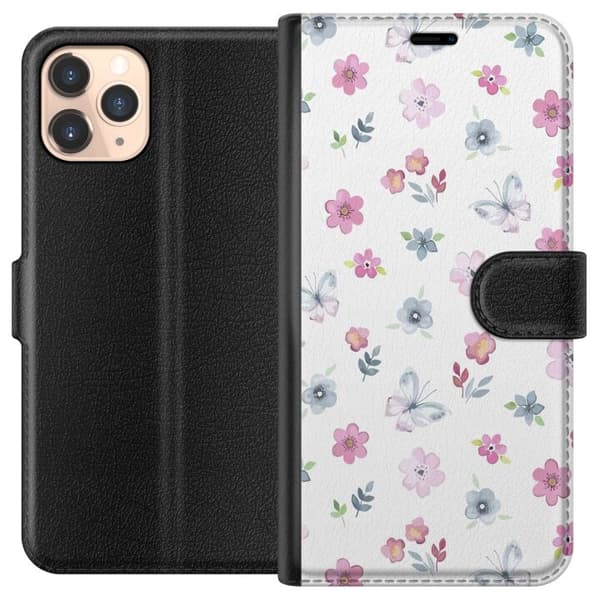 Apple iPhone 11 Pro tegnebog med blomster og sommerfugle