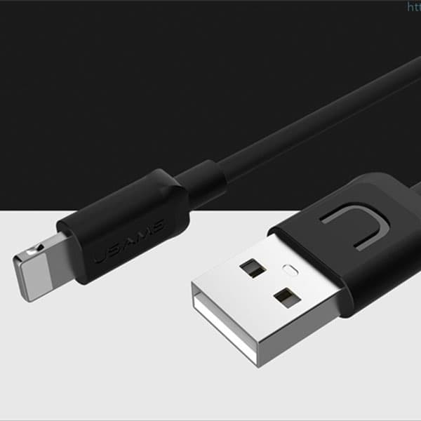 USAMS Kabel U-Turn Lightning 1m sort 2A IPUSBXD01