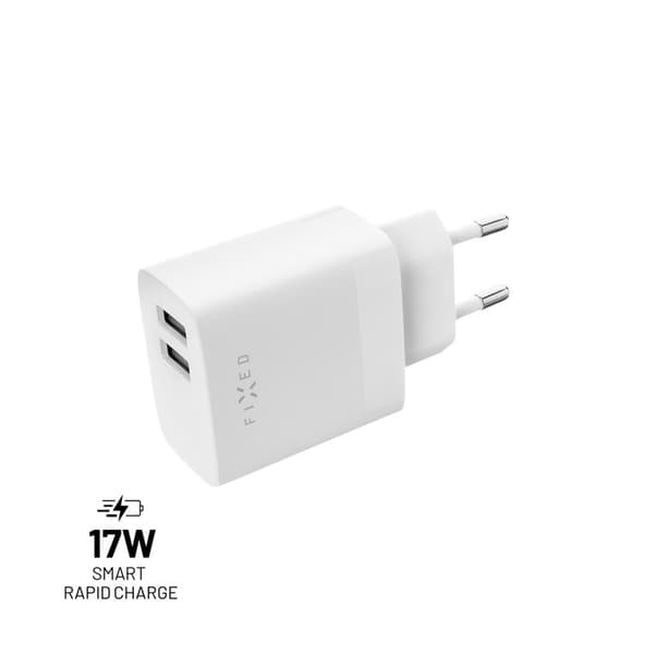 FIXED Hjemmeoplader 2xUSB-A 17W Hvid