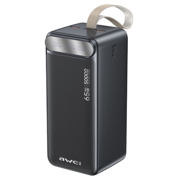 Awei Powerbank 50000mAh 65W 2xUSB-C 2xUSB-A PA-81 - Sort