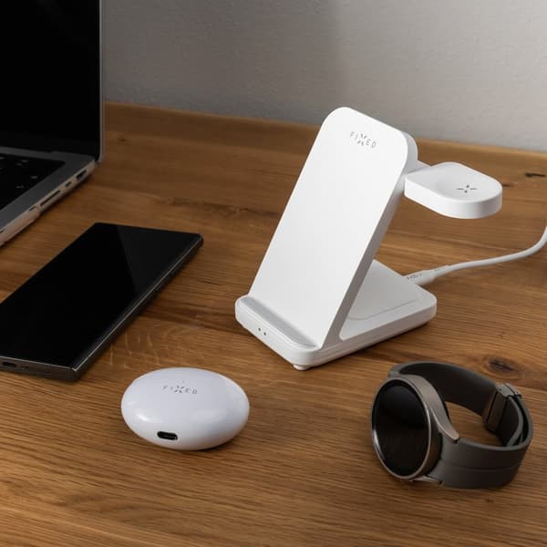 FIXED 3i1 Trådløs Ladestation til Samsung Hvid