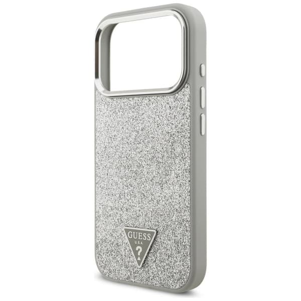 Guess Mobilskal till iPhone 17 Pro MagSafe Glitter Triangle Logo - Silver