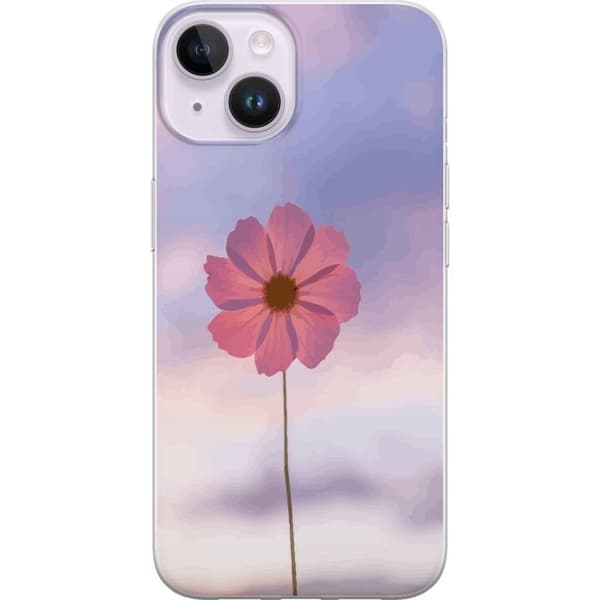 Telefontaske til Apple iPhone 15 med lyserød blomst