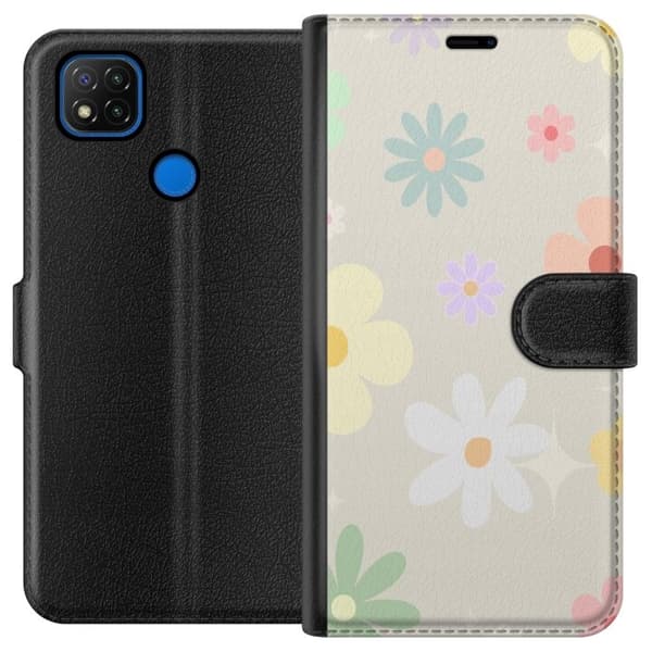 Plånboksfodral till Xiaomi Redmi 9C med fejdande blommor