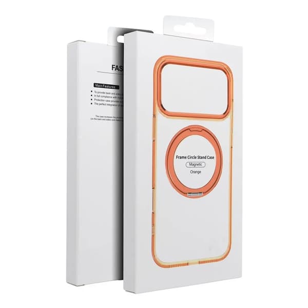 Mobilskal Magafe iPhone 17 Pro Frame Circle med Stand - Orange