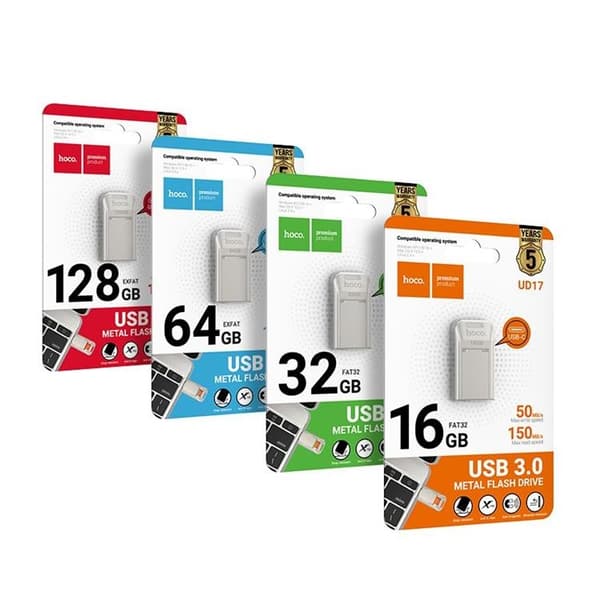Hoco Pendrive 64GB USB-A USB-C UD17 USB 3.0 - Pärl Nickel