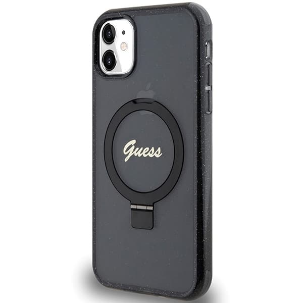 Guess telefontaske til iPhone 11/Xr MagSafe Ringstativ Script Glit MagSafe