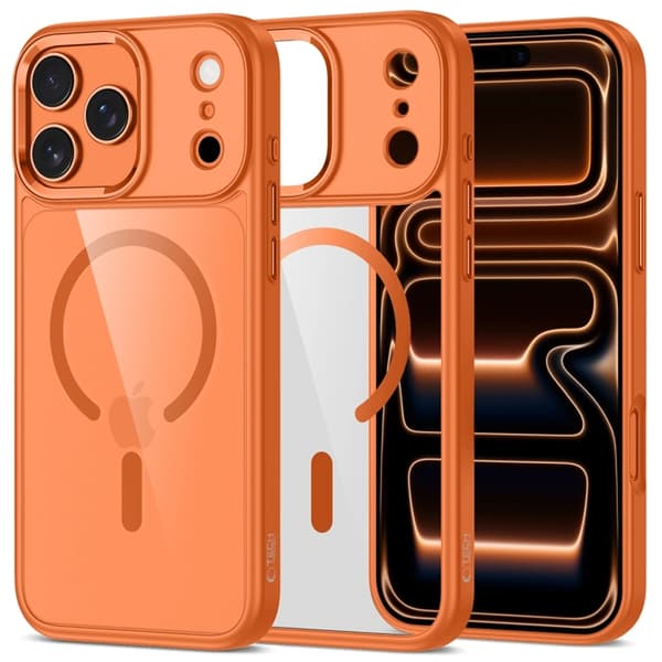 Tech-Protect Telefontaske til iPhone 17 Pro Magsafe - Orange/Klar