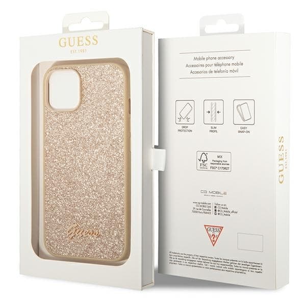 Guess Mobilskal till iPhone 14 Plus / 15 Plus MagSafe Glitter Script