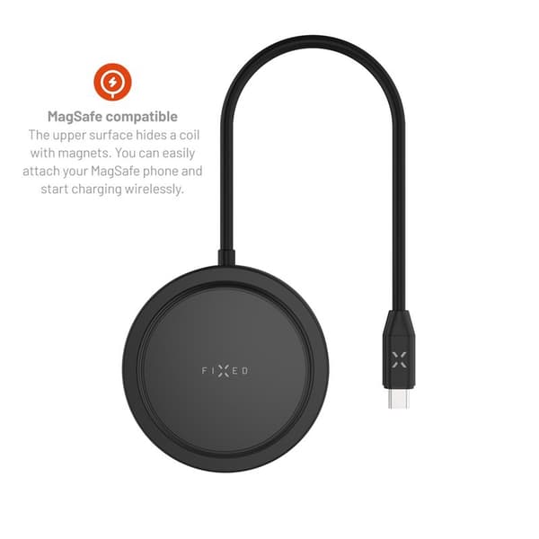FIXED MagHub 7 in 1 USB-C HUB 4K & langaton lataus Musta