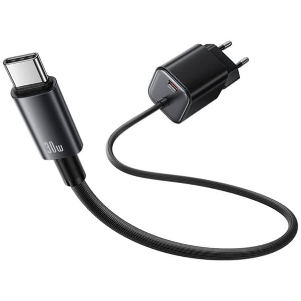 USAMS Hurtigoplader 30W 2xUSB-C GaN Mini JC - Sort