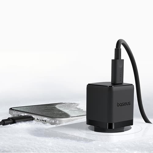 Baseus Hurtigoplader USB-C 20W Mini USB-C Kabel 60W 1m - Sort