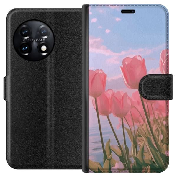 OnePlus 11 Pung Taske med Lyserøde Tulipaner