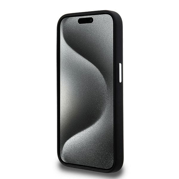 Karl Lagerfeld telefontaske til iPhone 15 Pro MagSafe silikone metalscript