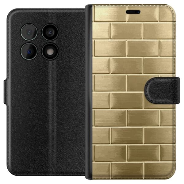 Plånboksfodral till OnePlus 10 Pro med Gyllene Murstenar