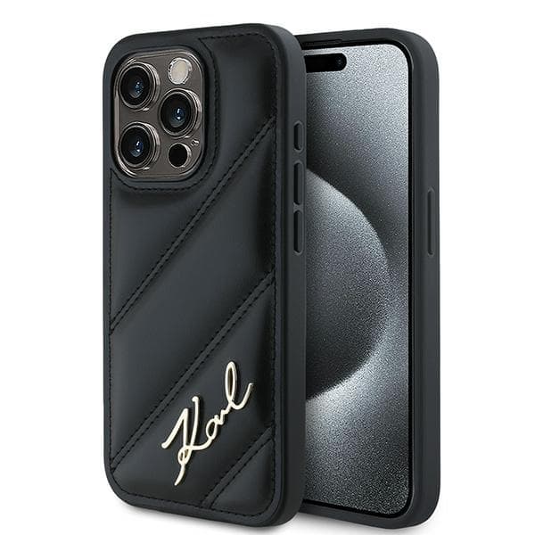 Karl Lagerfeld iPhone 14 Pro Etui MagSafe Quiltet Script Sort