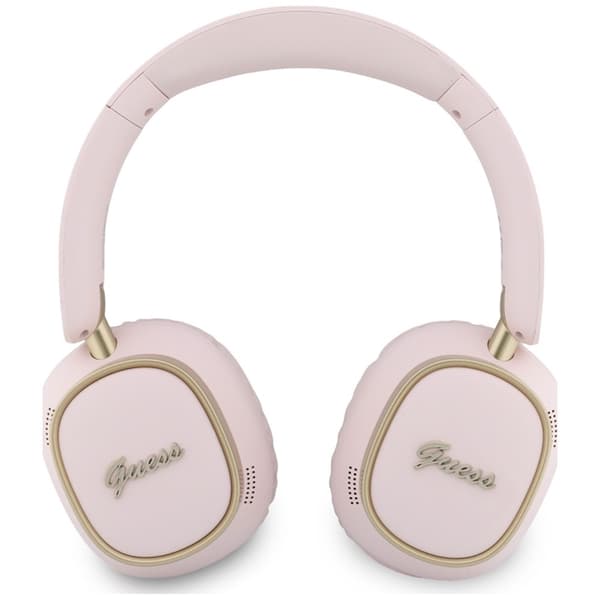 Guess On-Ear Hörlurar Bluetooth ENC Rectangle Metal Script - Rosa