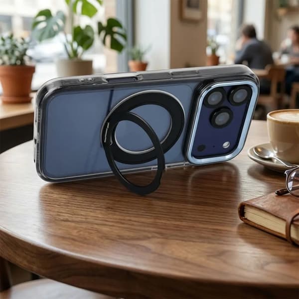 Mobilskal Magafe iPhone 17 Pro Frame Circle med Stand - Svart