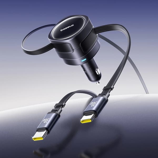 Baseus Biloplader USB-C Til USB-C Kabel Udtrækkelig 60W - Sort