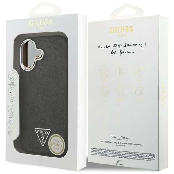 Guess Telefontaske til iPhone 17 MagSafe 4G Triangle Logo - Sort Sølv
