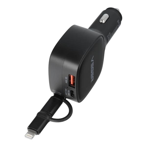 VEGER Biloplader 84W USB-C med Lightning/USB-C Kabel CC89 - Sort
