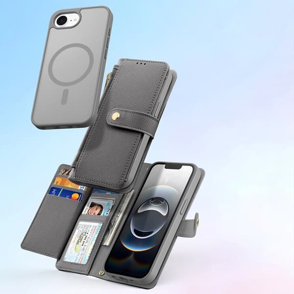 Dux Ducis iPhone 16e Plånboksfodral Lawa Läder - Grå