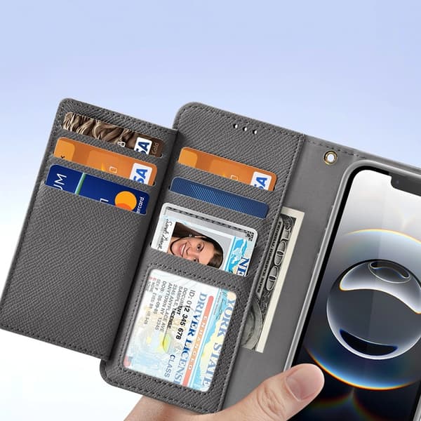 Dux Ducis iPhone 16e Plånboksfodral Lawa Läder - Grå