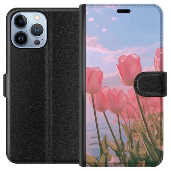 Pung Taske til Apple iPhone 13 Pro Max med Lyserøde Tulipaner