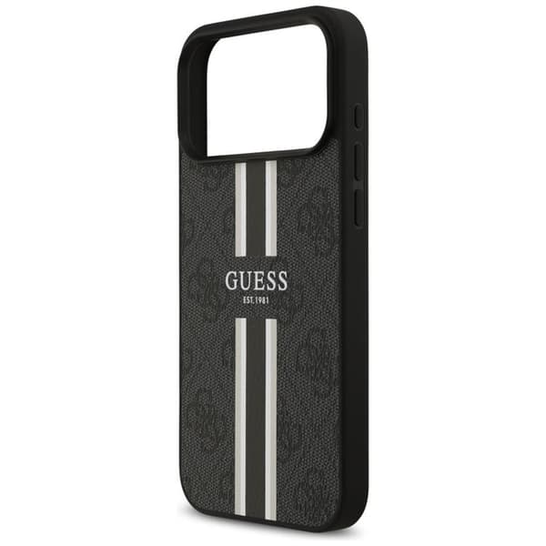 Guess telefontaske til iPhone 17 Pro Max MagSafe 4G trykte striber - sort